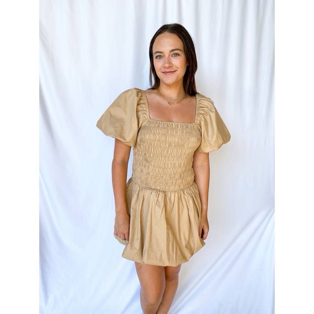 NEW Endless Rose Tan Puff Sleeve Dress